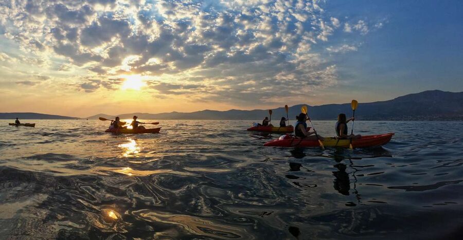 Split: Guided Sunset Sea Kayaking & Snorkeling Tour - Sunset return: paddling back with the sky doing the work