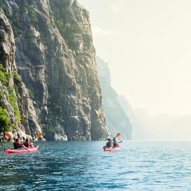 Stavanger: Lysefjord Kayak Safari (Waterfalls & Pulpit Rock) - Paddling Lysefjord: towering mountains, gorges, waterfalls, and seals