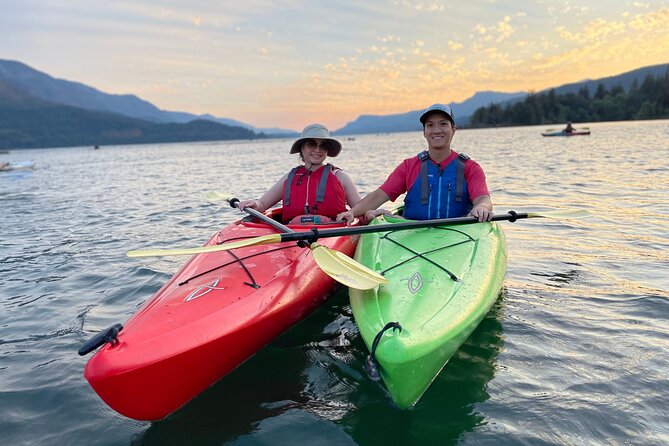 Sunset Kayaking in the Columbia River Gorge - Guides like Blake and Andre: instruction + gorge stories