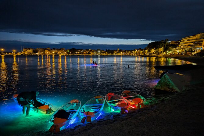 Transparent Kayak Glow Tour in Split - Leaving the Bay: Cliffs, White Rocks, and a Small Beach Finish