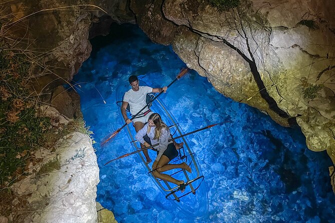 Transparent Kayak Night Glow Experience from Pula - The cave stop: sunset mood, then a different kind of magic