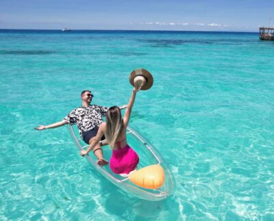 Zanzibar: Transparent Kayak and Drone (with Pickup Included) - Heart-shaped vs regular transparent kayak: pick the vibe